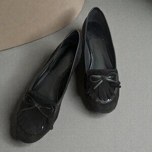 KATE SPADE Black Suede Moccasin Loafers Flats Size 10
